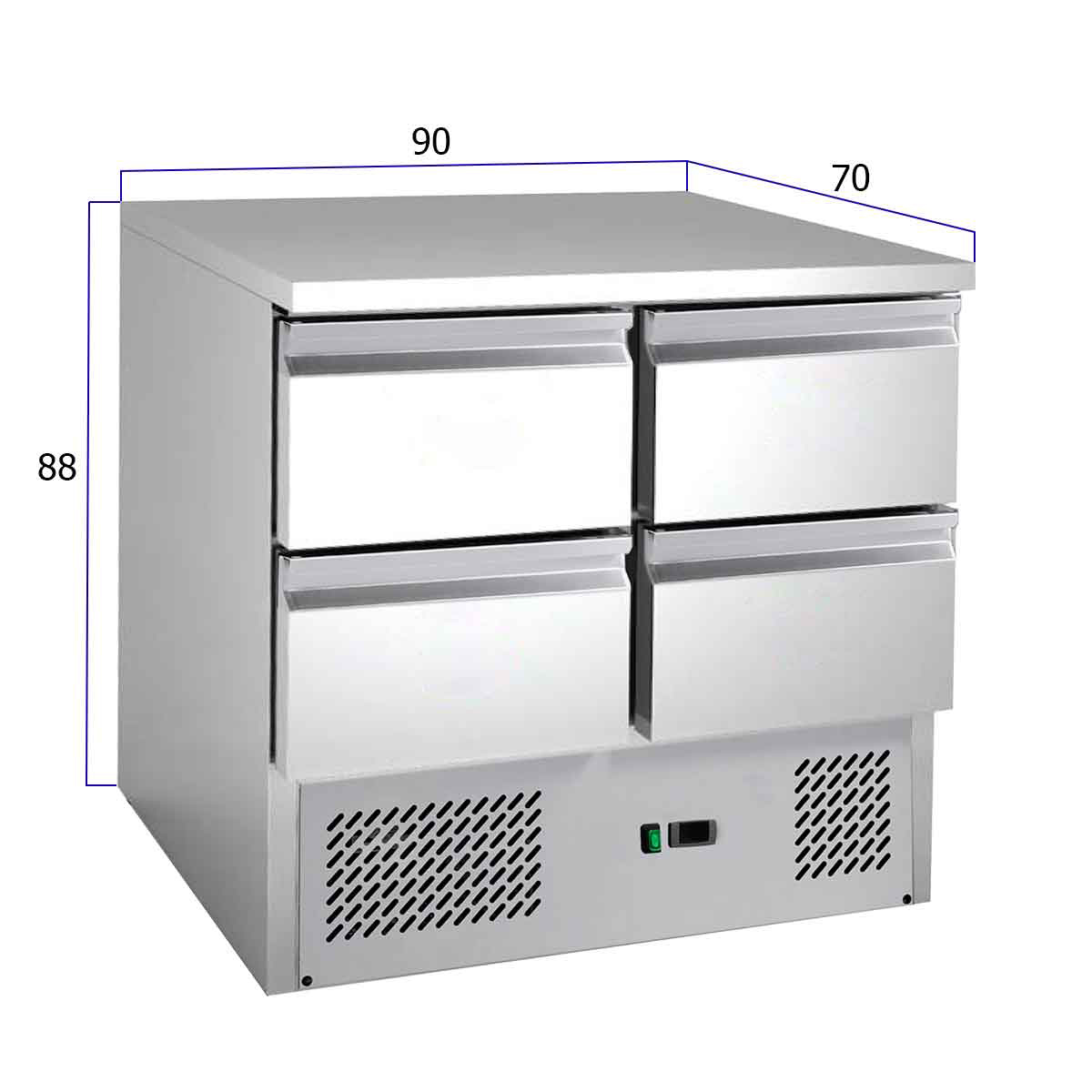 HCB Basic-line Etabli réfrigéré - 4 tiroirs - 90 cm - 230V - inox – Image 2