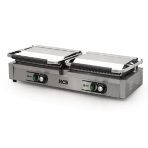 HCB Paninigrill - nervuré - double - 2 x 230V - acier inoxydable