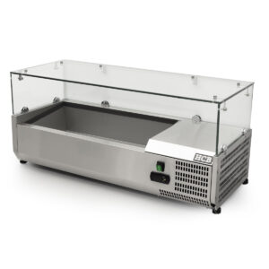 HCB Vitrine réfrigérée - Saladière avec verre - 2 x 1/3 et 1 x 1/2 GN - 100 cm - inox
