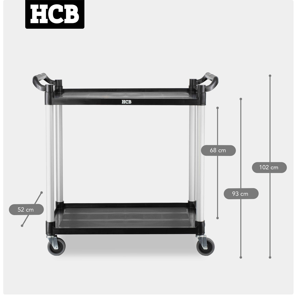 HCB Chariot de service - 2 étages - 102 cm - plastique