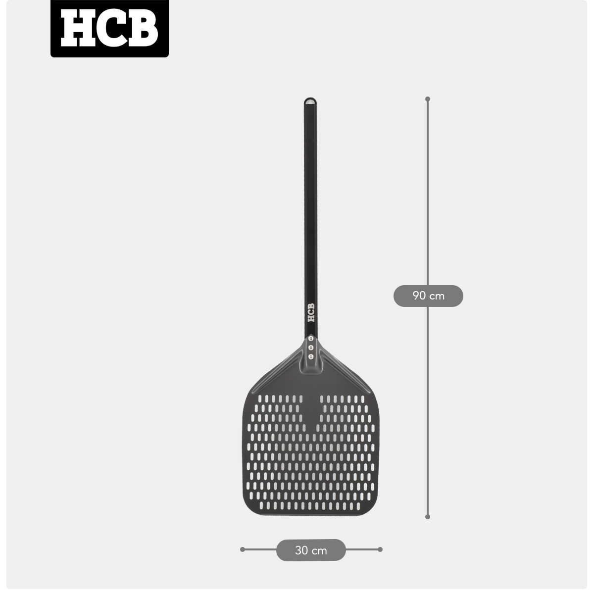 HCB Pelle à pizza - lame perforée - 90 cm - anodisé