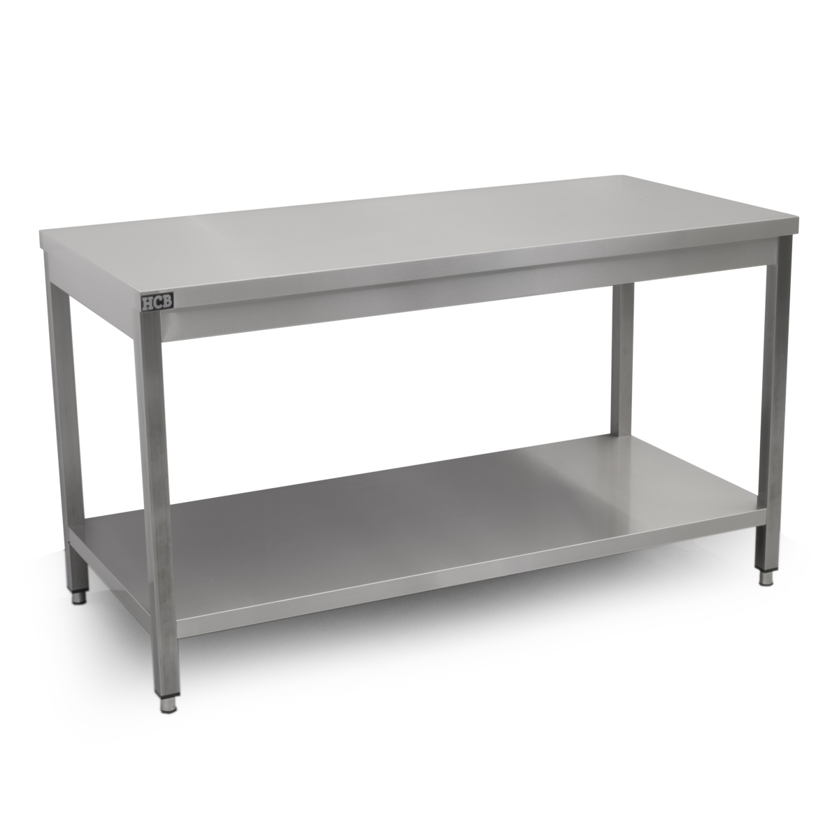 HCB Basic-line Table de travail - avec étagère inférieure - 150 x 70 x 85 cm - acier inoxydable