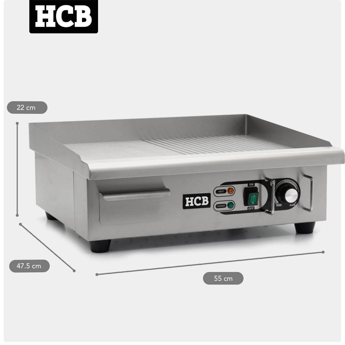HCB Plaque à pâtisserie - 1/2 nervurée - 55 cm - 230V - inox – Image 7