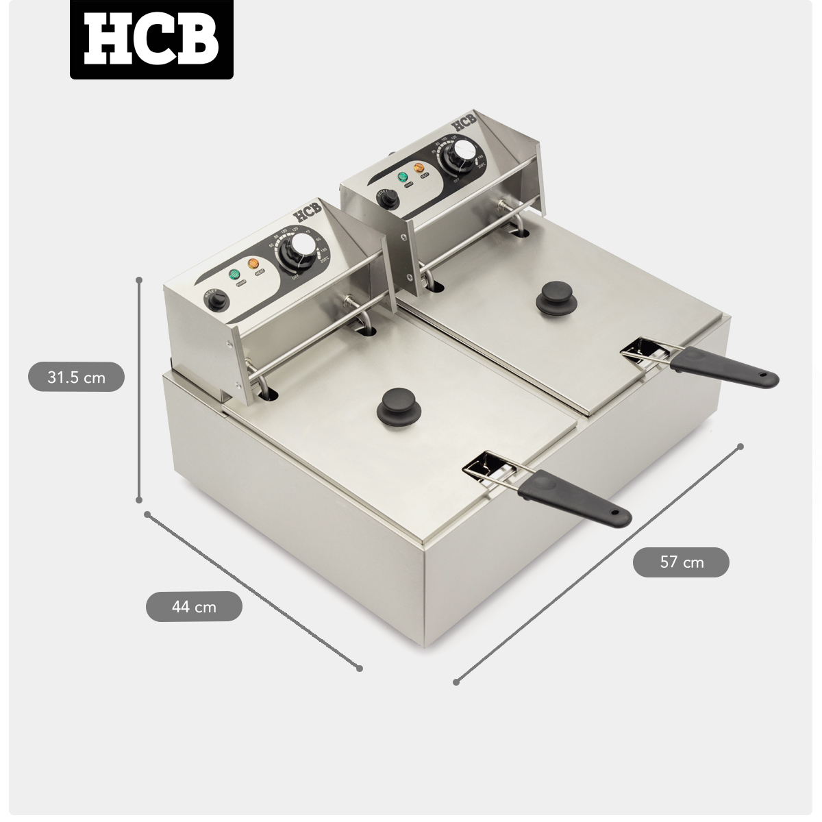 HCB Double friteuse - 2 x 6 litres - 2 x 230V - inox