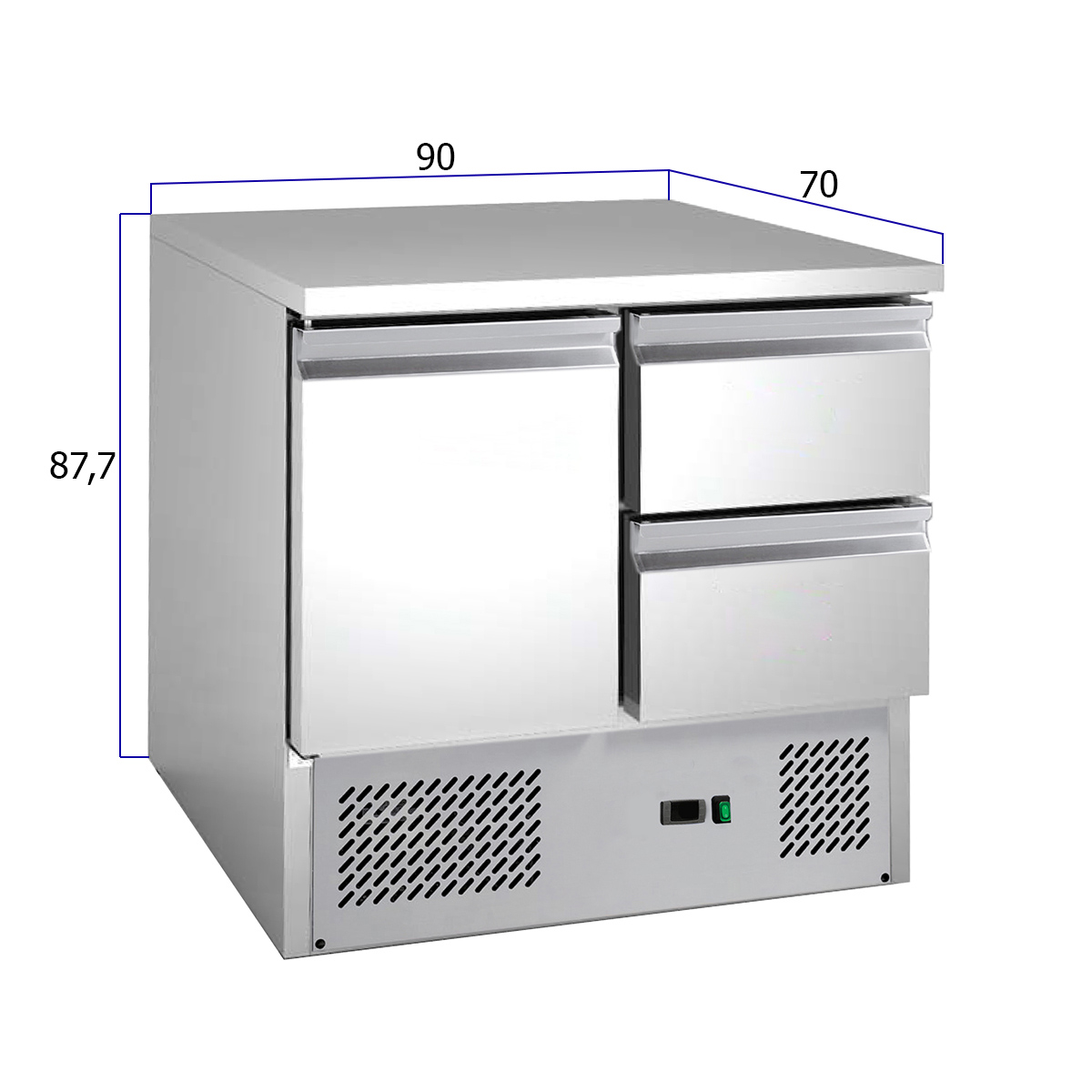 HCB Basic-line Etabli réfrigéré - 2 tiroirs - 1 porte - 90 cm - 230V - inox – Image 2