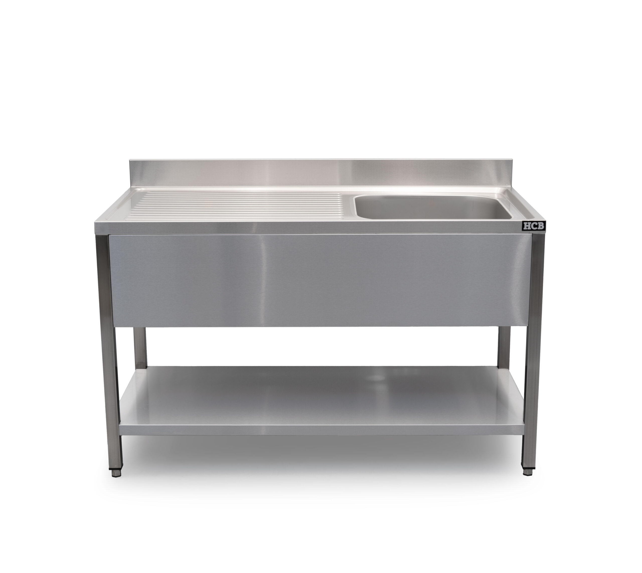 HCB Table d'évier - évier simple à droite - 140 cm - inox