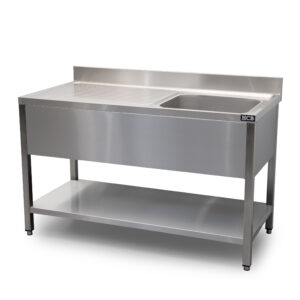 HCB Table d'évier - évier simple à droite - 140 cm - inox