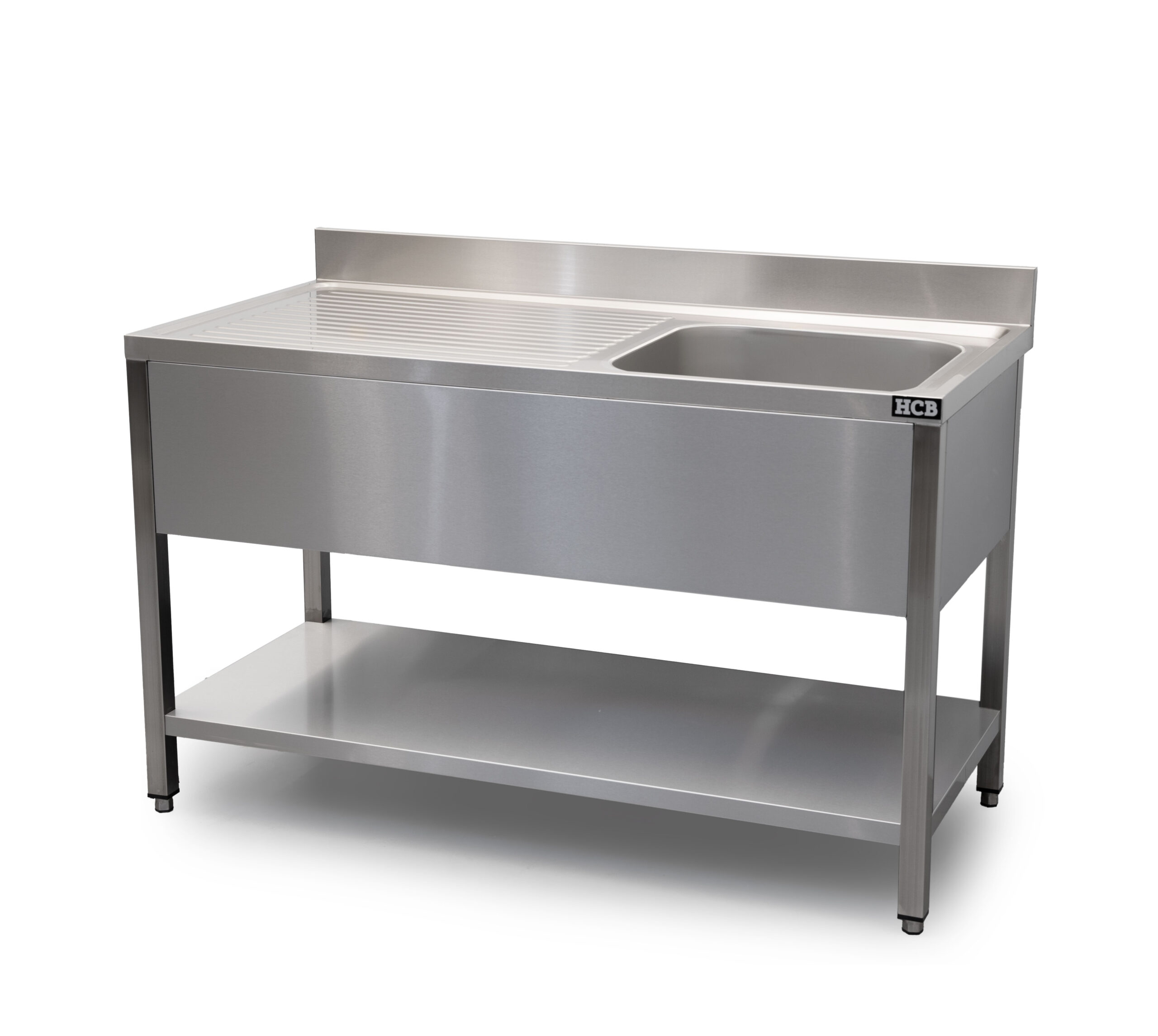 HCB Table d'évier - évier simple à droite - 140 cm - inox