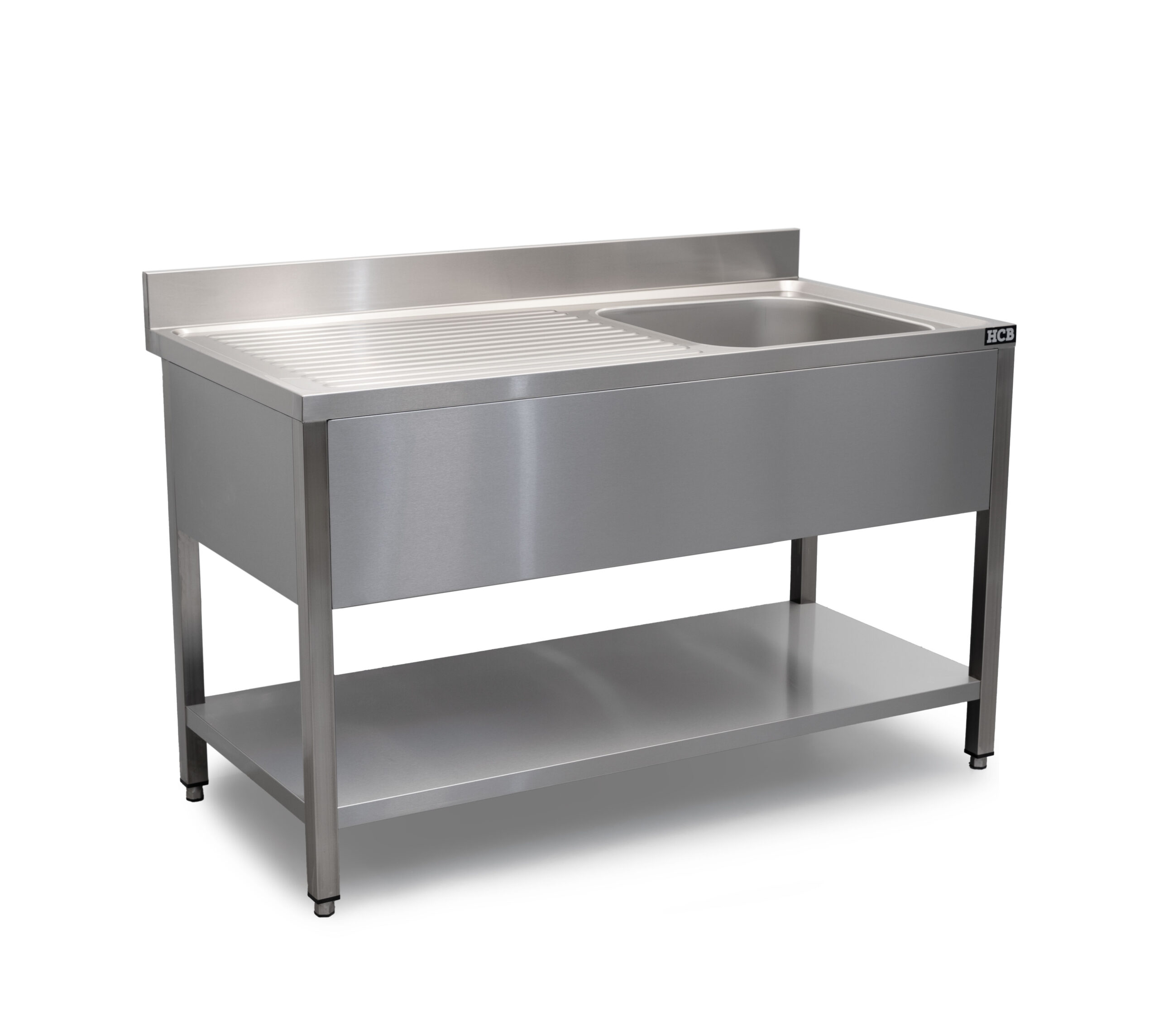 HCB Table d'évier - évier simple à droite - 140 cm - inox