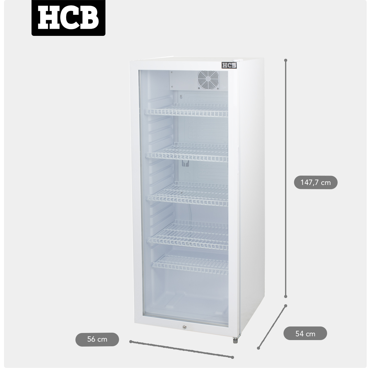 HCB Réfrigérateur à porte vitrée - 248 litres - Blanc - 230V