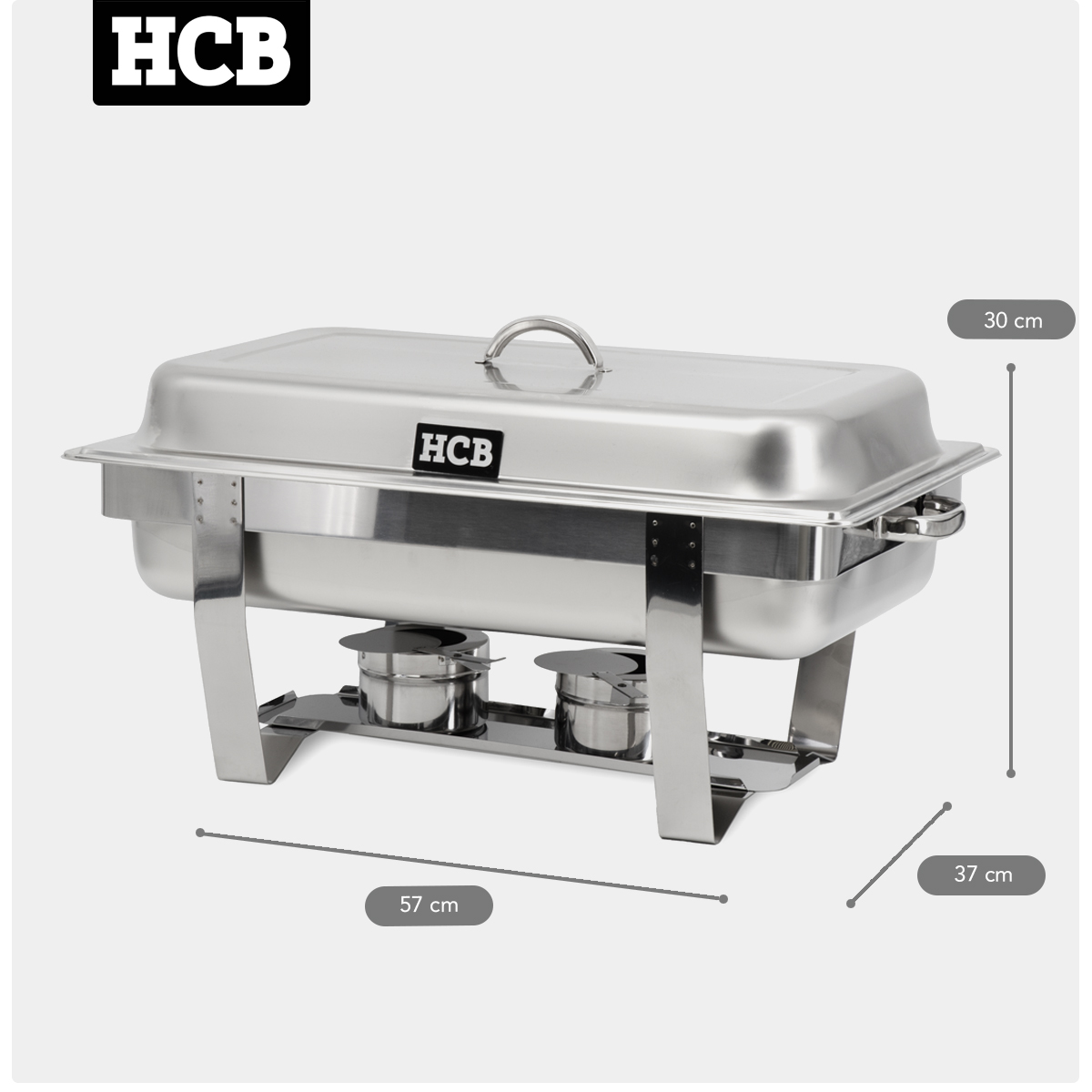 HCB Chafing dish - 2 x 1/2 GN - acier inoxydable