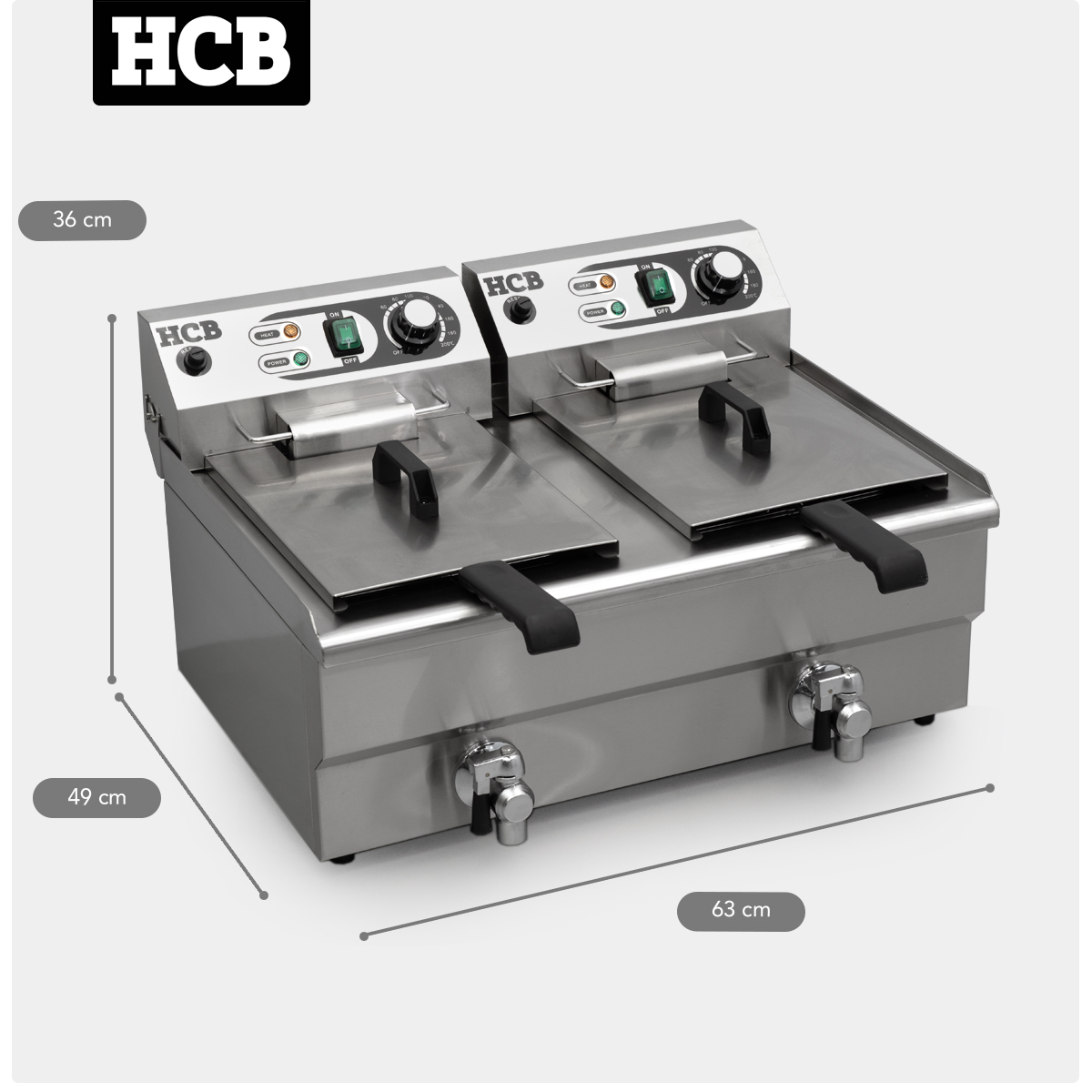 HCB Friteuse double - 2 x 12 litres - 2 x 230V - inox