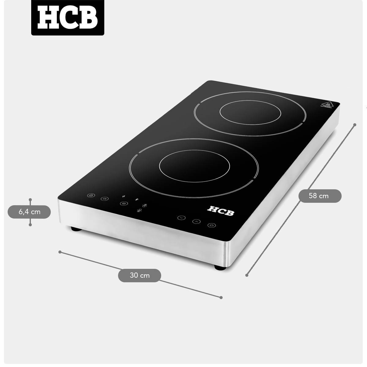 HCB Plaque de cuisson à induction - 3,5 kW - 2 brûleurs - 230V - inox – Image 15