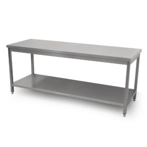 HCB Basic-line Table de travail - avec étagère inférieure - 200 x 70 x 85 cm - acier inoxydable