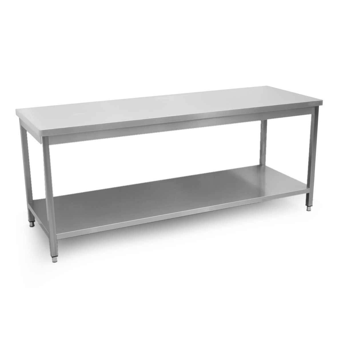 HCB Basic-line Table de travail - avec étagère inférieure - 200 x 70 x 85 cm - acier inoxydable