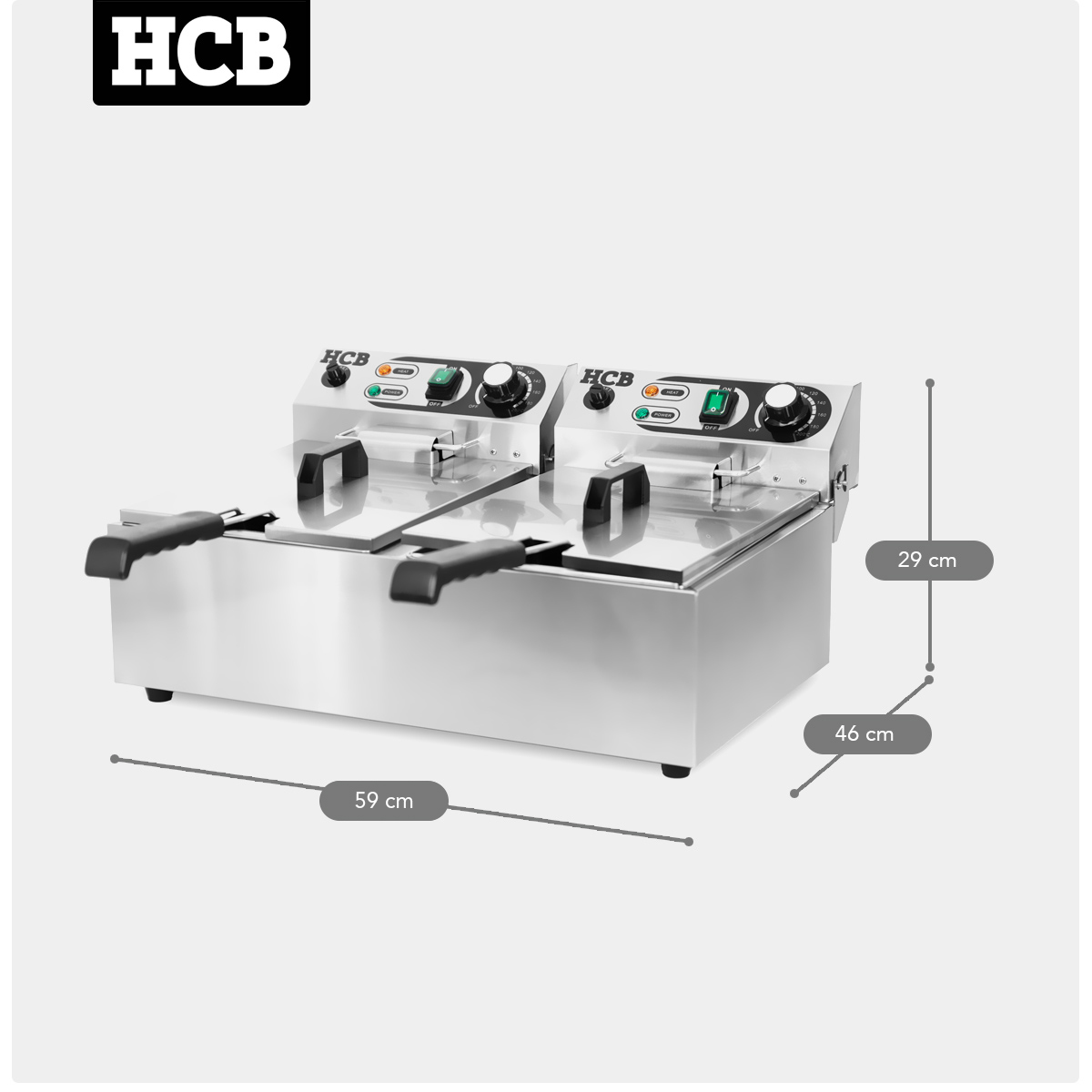 HCB Double friteuse - 2 x 6 litres - 2 x 230V - inox