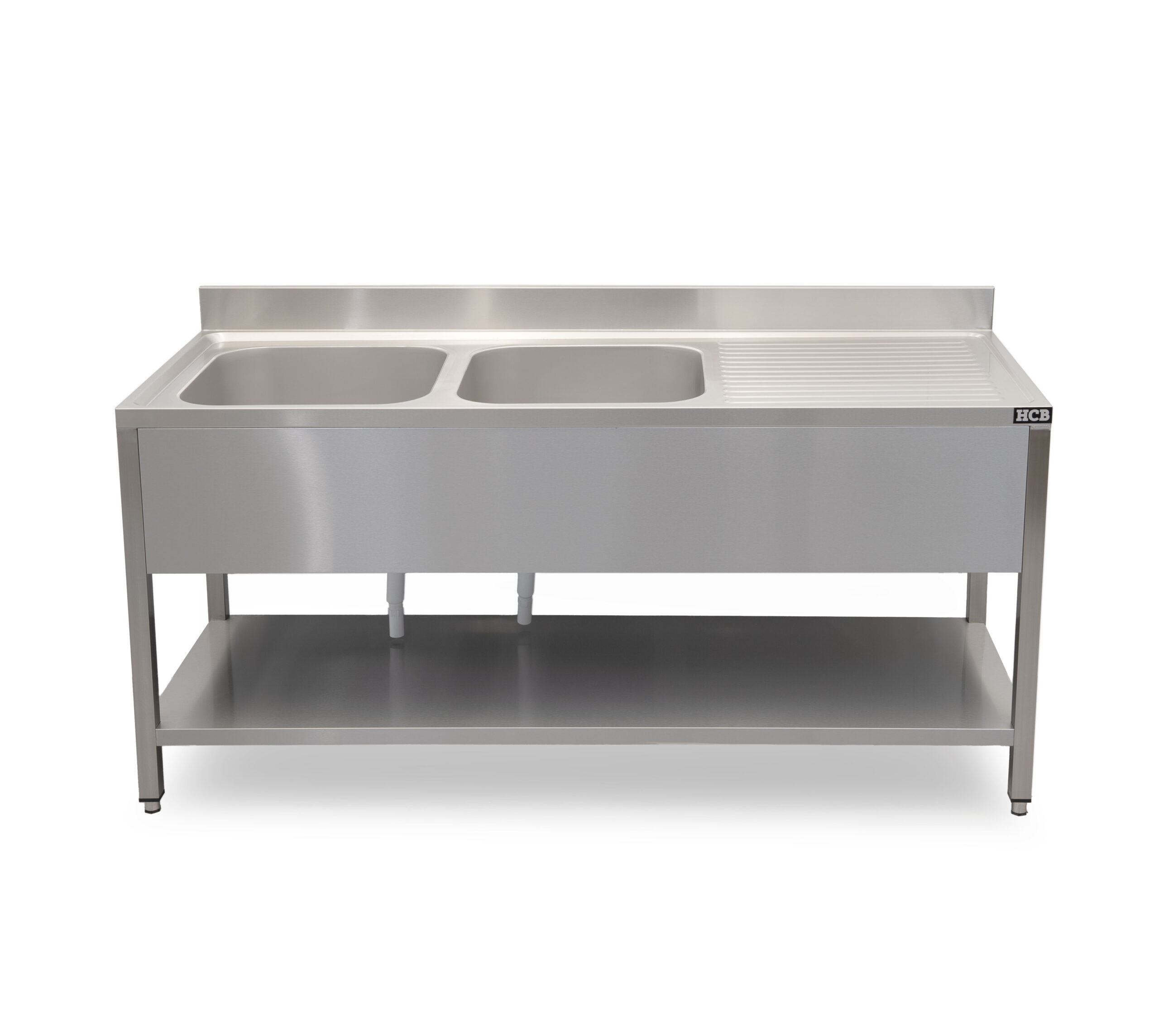 HCB Table d'évier - double évier à gauche - 180 cm - inox