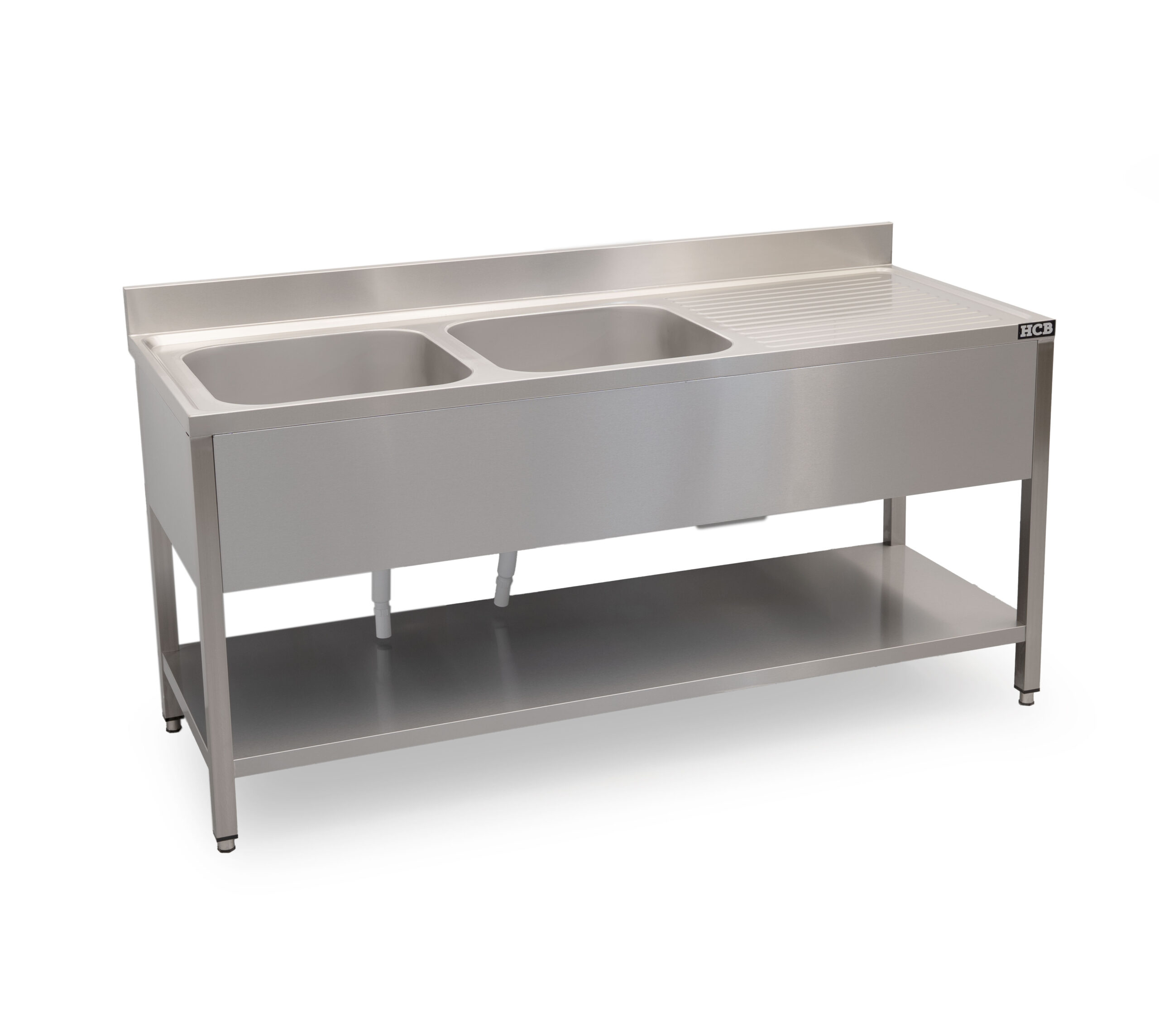HCB Table d'évier - double évier à gauche - 180 cm - inox