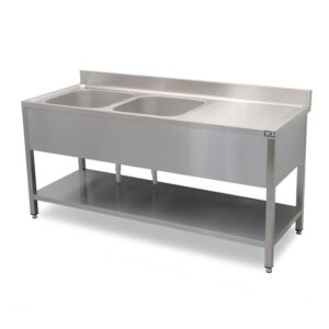 HCB Table d'évier - double évier à gauche - 180 cm - inox