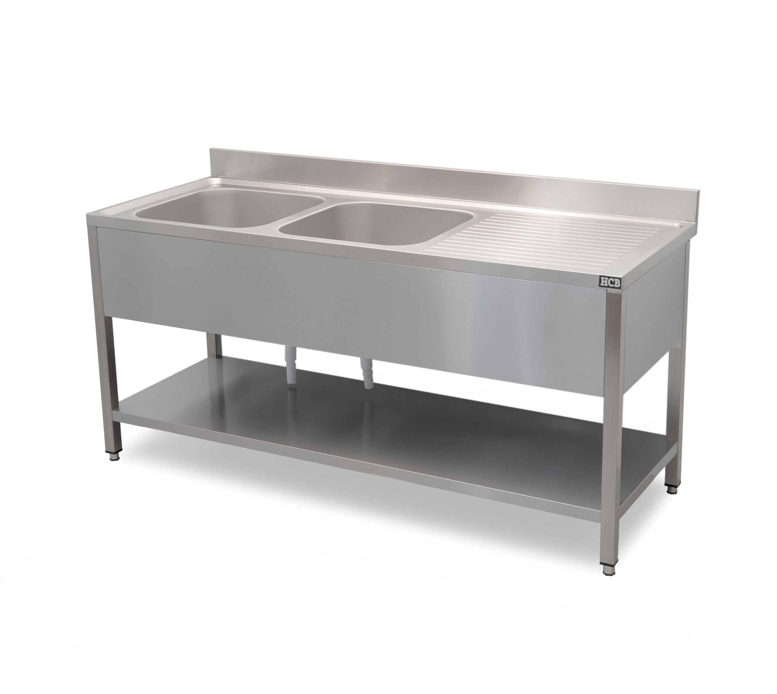 HCB Table d'évier - double évier à gauche - 180 cm - inox