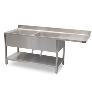 HCB Table d'évier - double évier à gauche - 200 cm - inox
