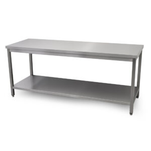HCB Pro-line Table de travail - avec étagère inférieure - 200 x 70 x 85 cm - acier inoxydable
