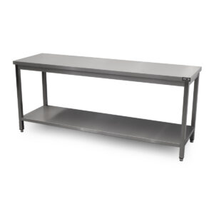 HCB Pro-line Table de travail - avec étagère inférieure - 200 x 60 x 85 cm - acier inoxydable
