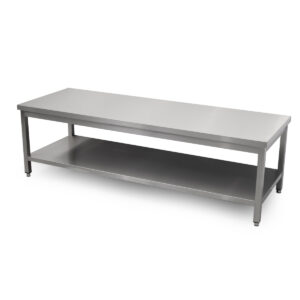 HCB Pro-line Table de travail - avec étagère inférieure - 200 x 70 x 60 cm - acier inoxydable