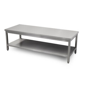 HCB Pro-line Table de travail - avec étagère inférieure - 180 x 70 x 60 cm - acier inoxydable