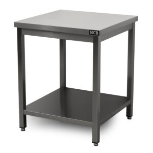 HCB Pro-line Table de travail - avec étagère inférieure - 70 x 70 x 85 cm - acier inoxydable