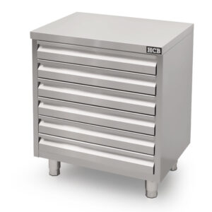 HCB Armoire de travail - 6 tiroirs - 70 cm - inox