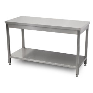 HCB Basic-line Table de travail - avec étagère inférieure - 140 x 60 x 85 cm - acier inoxydable