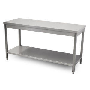 HCB Basic-line Table de travail - avec étagère inférieure - 160 x 60 x 85 cm - acier inoxydable