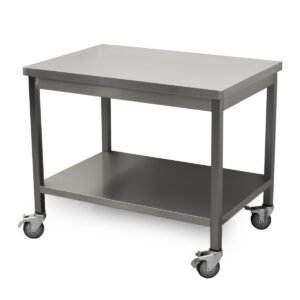 HCB Basic-line Table de travail - avec étagère inférieure - 100 x 70 x 85 cm - mobile - acier inoxydable