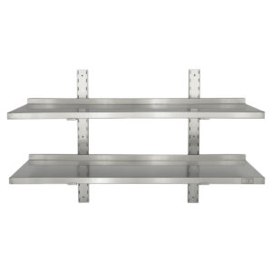 HCB Double étagère murale - 100 x 30 cm - acier inoxydable