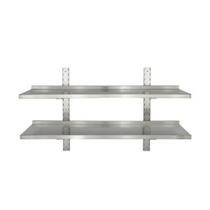 HCB Double étagère murale - 120 x 30 cm - acier inoxydable