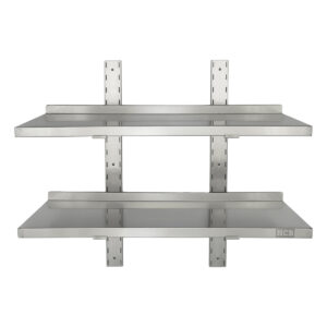 HCB Double étagère murale - 60 x 30 cm - acier inoxydable