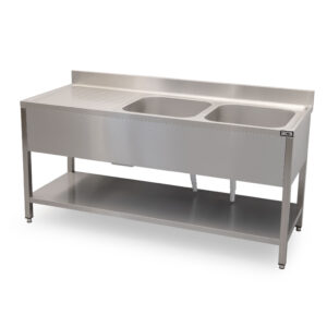 HCB Table d'évier - double évier à droite - 180 cm - inox