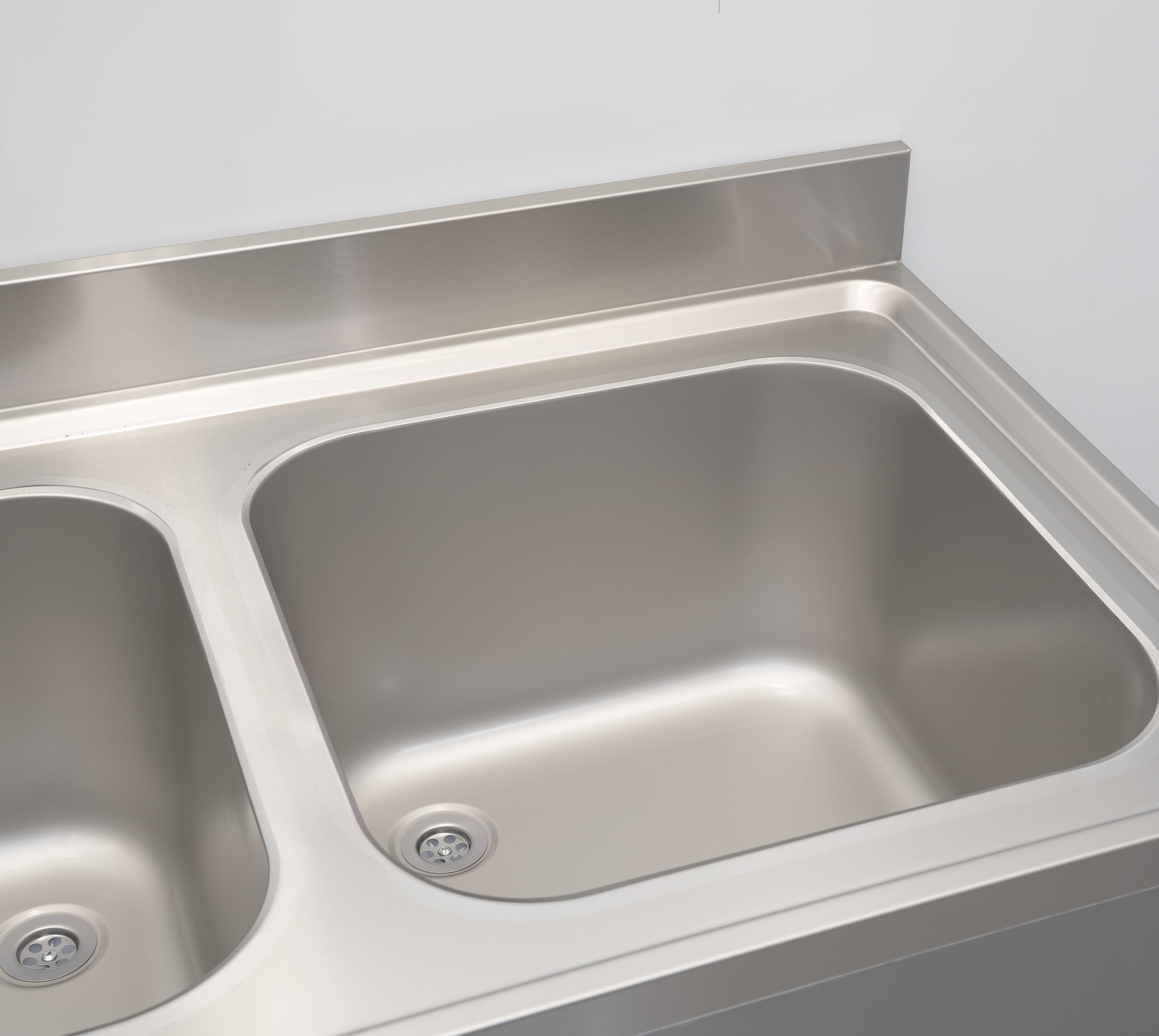 HCB Table d'évier - double évier à droite - 180 cm - inox