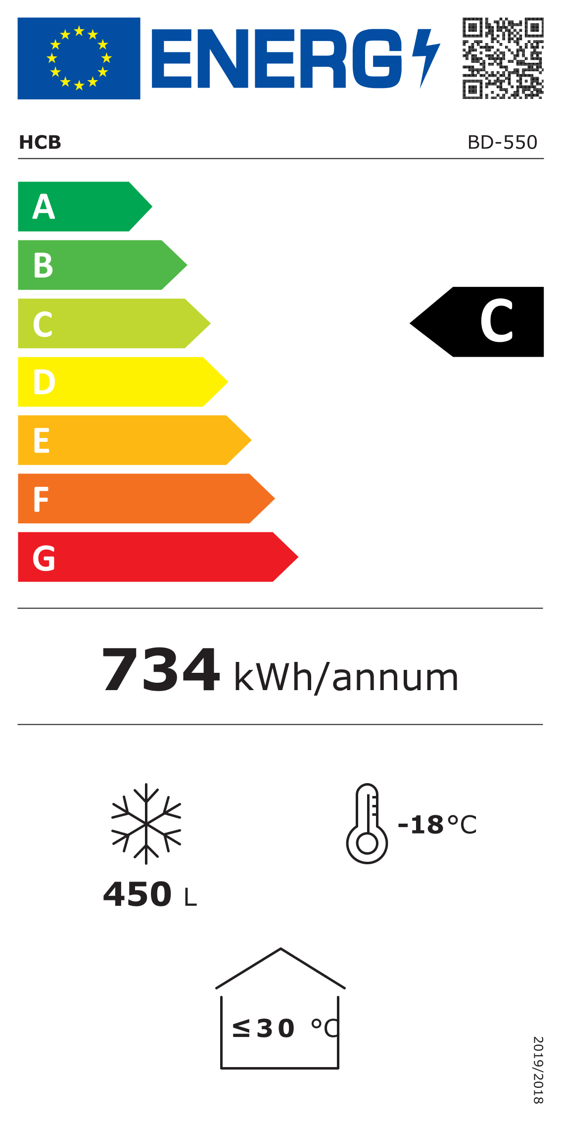 HCB Congélateur - couvercle rabattable - 439 litres - 230V