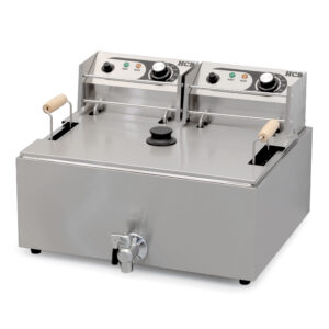 Friteuse à beignets HCB - 14 litres - robinet de vidange - 2 x 230 V - acier inoxydable