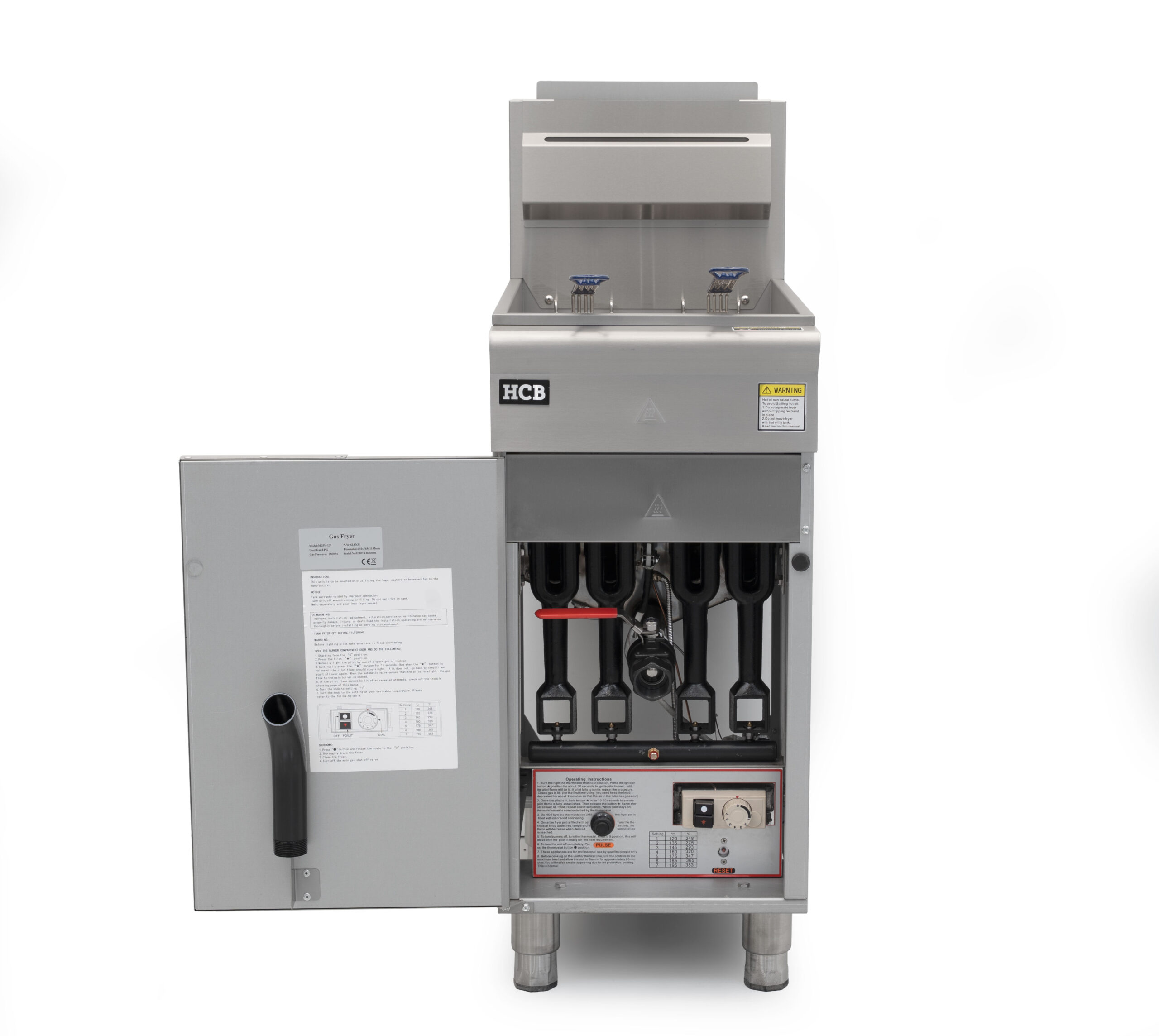 Friteuse HCB - 23 litres - 4 brûleurs - 35,2 kW - gaz naturel - acier inoxydable