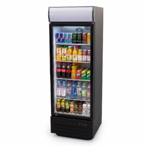Réfrigérateur HCB à porte vitrée avec caisson lumineux - 289 litres - noir - 230 V