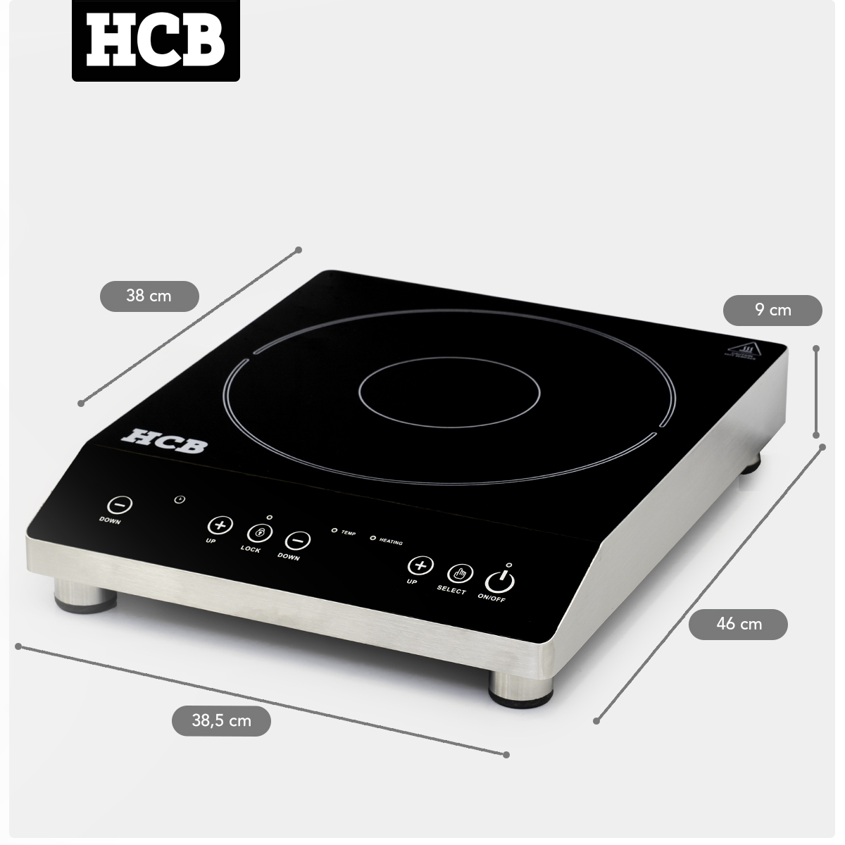 Plaque à induction HCB – demi-pont – 3,5 kW – acier inoxydable – 230 V