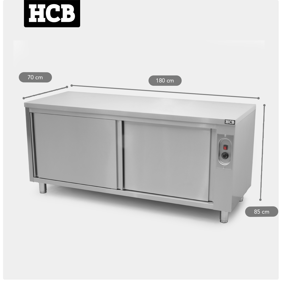 HCB Armoire chaude - armoire chauffe-plats - 180 cm - porte coulissante - inox