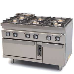 Cuisinière à gaz HCB avec four - 70S - 6 feux - 50,5 kW - gaz naturel - acier inoxydable