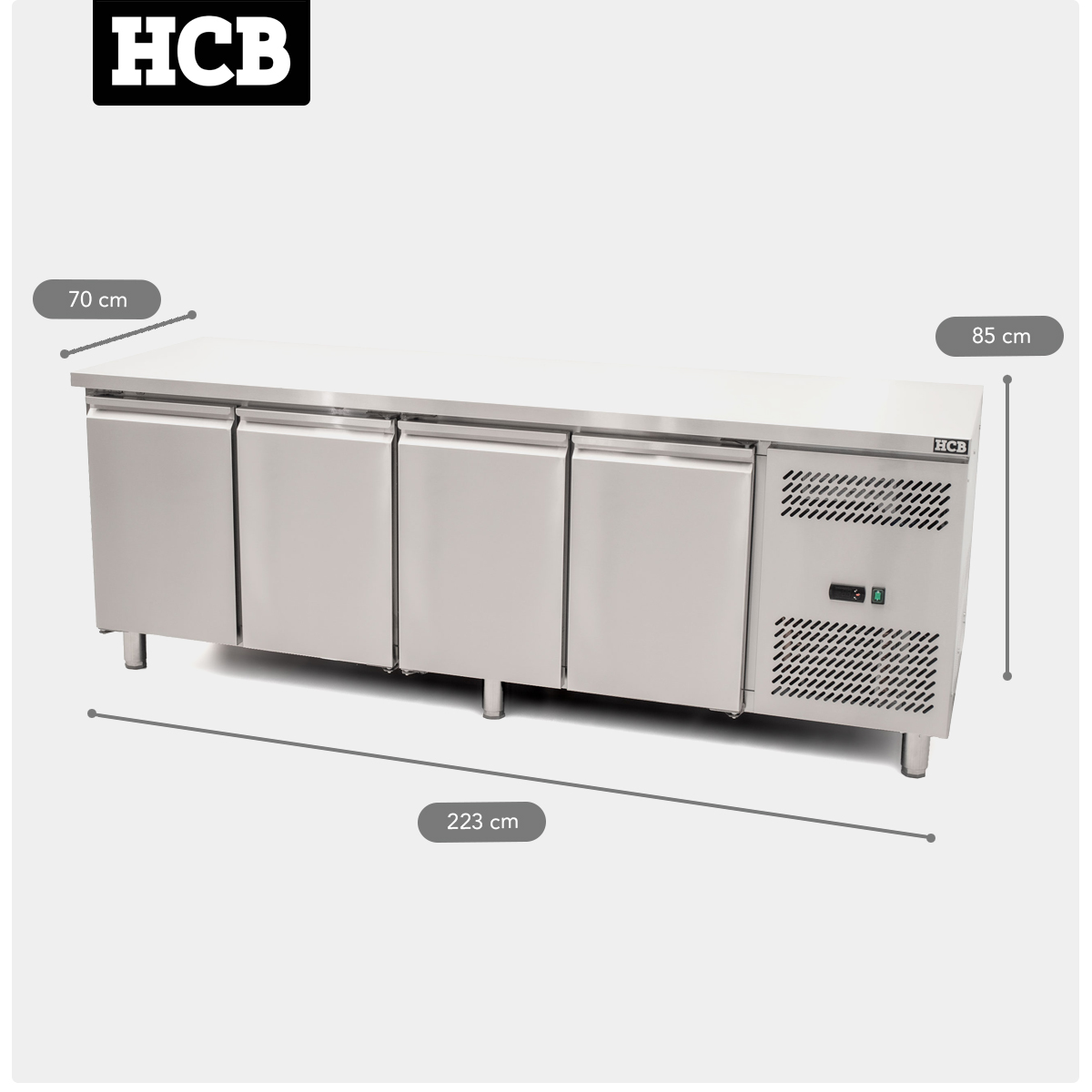 HCB Etabli de congélation - 4 portes - 223 cm - 230V - inox