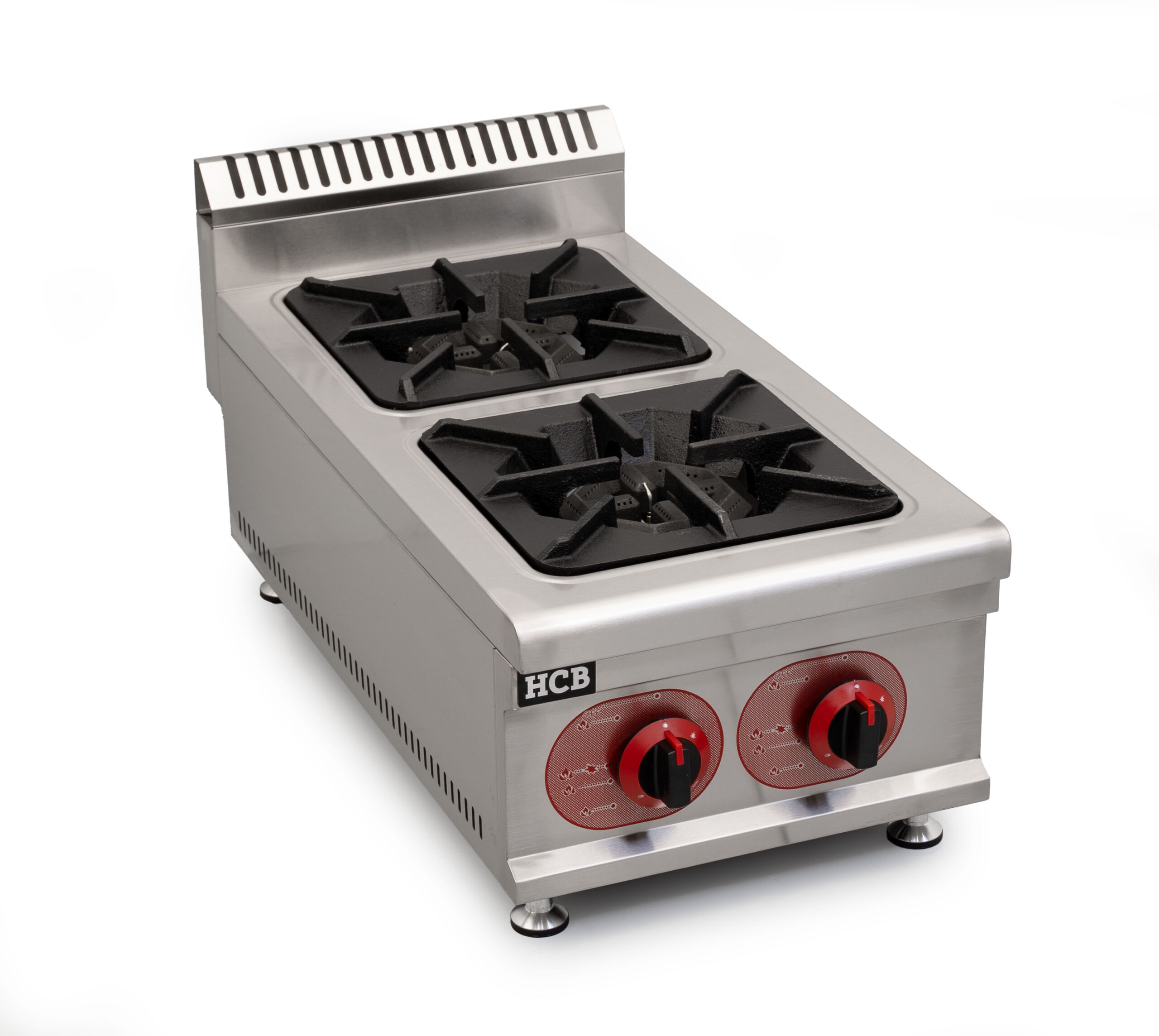 Réchaud de table HCB - 2 feux - 14,6 kW - 40 cm - propane - acier inoxydable